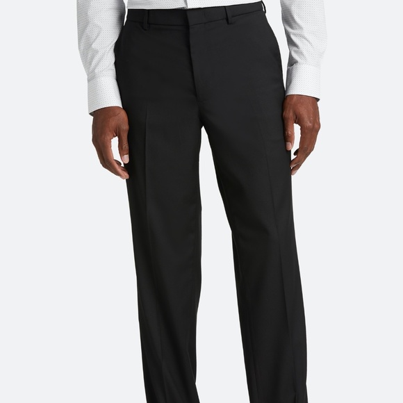 Kenneth Cole Awearness Black Heather Wool Blend Modern Fit Trousers, 35W x 30L - Picture 1 of 13